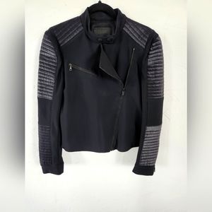 Carbon 38 La Brea moto cropped asymmetrical black jacket